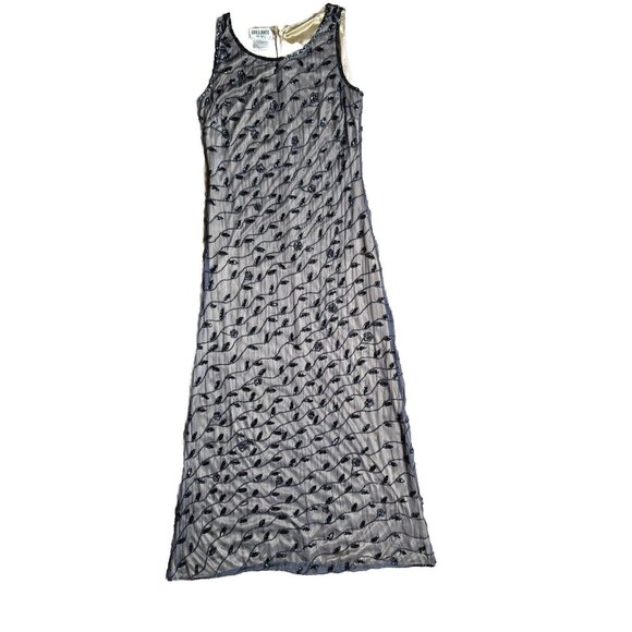 Vintage Silk Maxi Prom Dress Beaded Sequined Long S Brilliante By J.A. Y2K‎ 90s - Picture 1 of 10